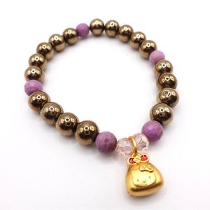 Hello Kitty - Pyrite Bracelet - 24K Gold Vermeil Charm